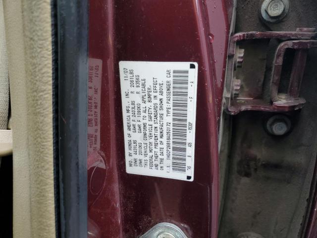 1HGCP26818A050172 - 2008 HONDA ACCORD EXL BURGUNDY photo 12