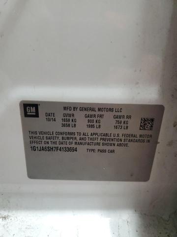 1G1JA6SH7F4133694 - 2015 CHEVROLET SONIC LS WHITE photo 12