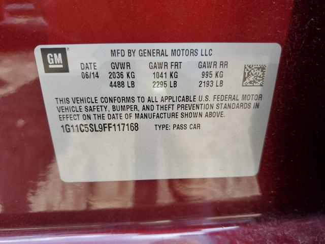 1G11C5SL9FF117168 - 2015 CHEVROLET MALIBU 1LT BURGUNDY photo 12