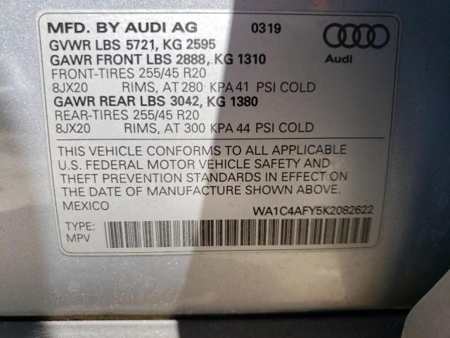 WA1C4AFY5K2082622 - 2019 AUDI SQ5 PRESTIGE SILVER photo 12