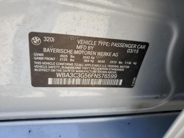 WBA3C3G56FNS76599 - 2015 BMW 320 I XDRIVE SILVER photo 12