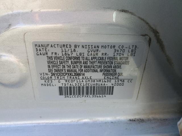 3N1CE2CPXKL356614 - 2019 NISSAN VERSA NOTE S SILVER photo 12