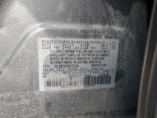 3N1AB7AP8HY322294 - 2017 NISSAN SENTRA S GRAY photo 13