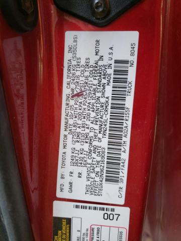 5TEUX42N96Z169083 - 2006 TOYOTA TACOMA ACCESS CAB Қызыл фото 13