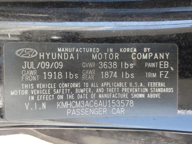 KMHCM3AC6AU153578 - 2010 HYUNDAI ACCENT BLUE BLACK photo 12