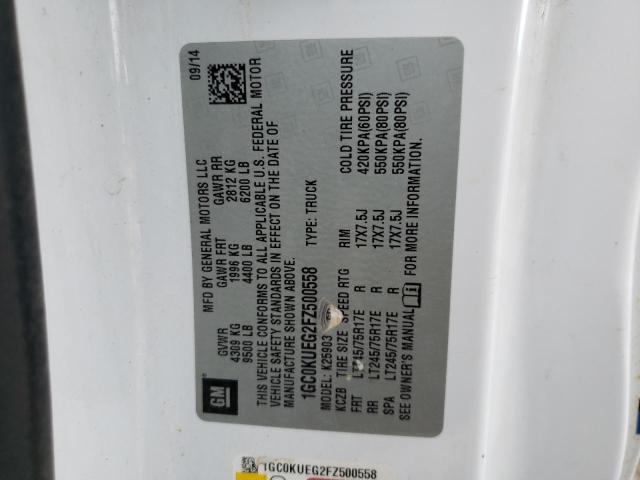 1GC0KUEG2FZ500558 - 2015 CHEVROLET SILVERADO K2500 HEAVY DUTY WHITE photo 12