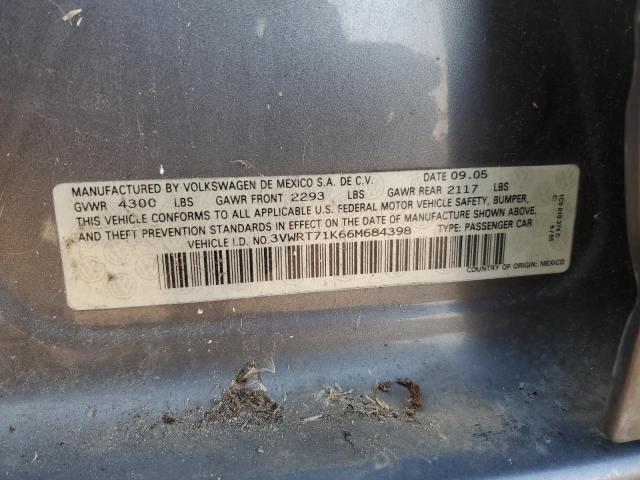 3VWRT71K66M684398 - 2006 VOLKSWAGEN JETTA TDI GRAY photo 12