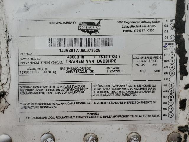 1JJV281W06L978529 - 2006 WABASH TRAILER Սպիտակ լուսանկար 10