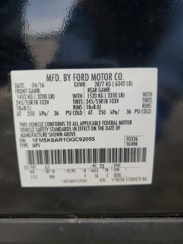 1FM5K8AR1GGC92055 - 2016 FORD EXPLORER POLICE INTERCEPTOR Qara foto 13