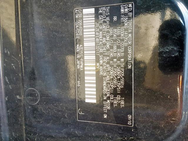 JTLZE4FE4B1132117 - 2011 TOYOTA SCION XB 黑色 照片 10