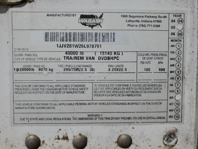 1JJV281W26L978791 - 2006 WABASH TRAILER WHITE photo 10