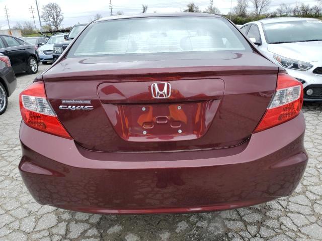 19XFB2F85CE085832 - 2012 HONDA CIVIC EX BURGUNDY photo 6