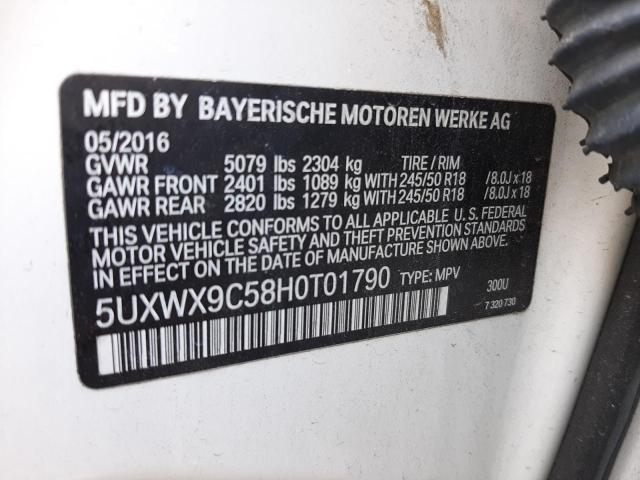 5UXWX9C58H0T01790 - 2017 BMW X3 XDRIVE28I WHITE photo 12