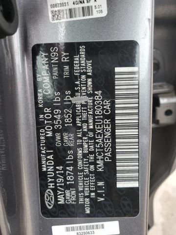 KMHCT5AEXEU180384 - 2014 HYUNDAI ACCENT GLS GRAY photo 13