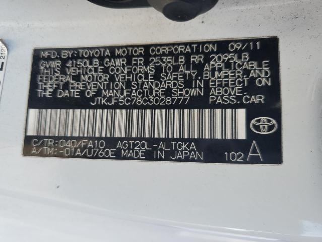 JTKJF5C78C3028777 - 2012 TOYOTA SCION TC 白色 照片 12