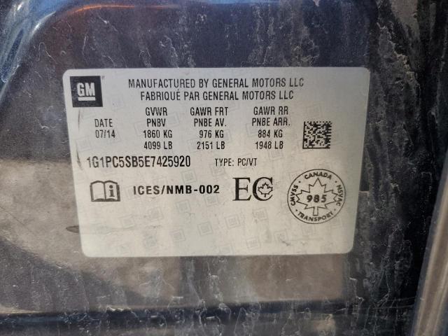 1G1PC5SB5E7425920 - 2014 CHEVROLET CRUZE LT BLACK photo 13