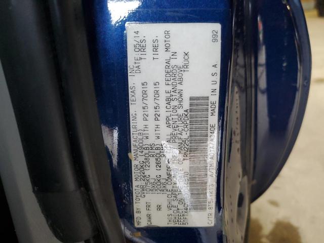 5TFTX4CN9EX044570 - 2014 TOYOTA TACOMA ACCESS CAB ლურჯი ფოტო 12