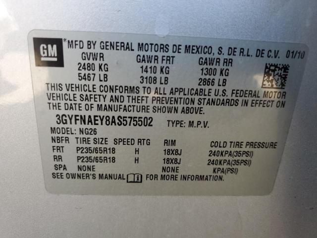 3GYFNAEY8AS575502 - 2010 CADILLAC SRX LUXURY COLLECTION GRAY photo 12