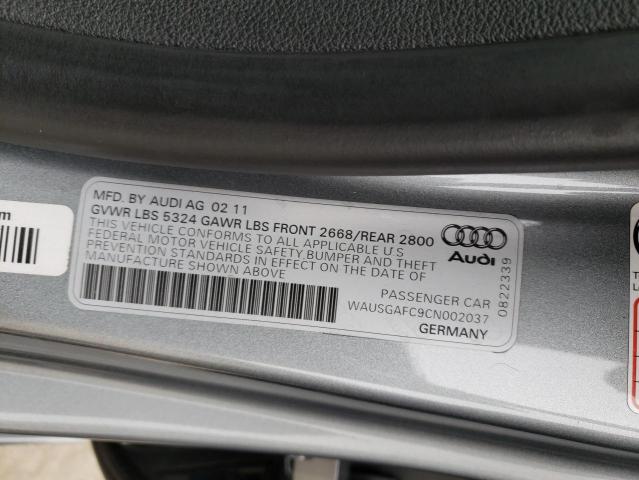 WAUSGAFC9CN002037 - 2012 AUDI A7 PRESTIGE GRAY photo 13