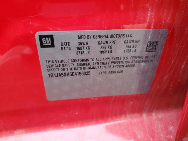 1G1JA5SH5E4156335 - 2014 CHEVROLET SONIC LS 红色 照片 12