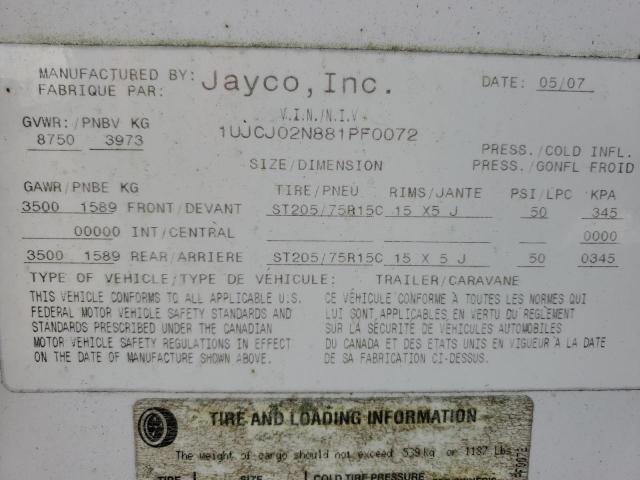 1UJCJ02N881PF0072 - 2008 JAYCO EAGLE WHITE photo 10