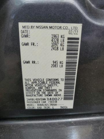 1N4BL4DV1NN340027 - 2022 NISSAN ALTIMA SV GRAY photo 13