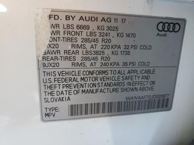WA1VAAF72JD020977 - 2018 AUDI Q7 PRESTIGE 白色 照片 14