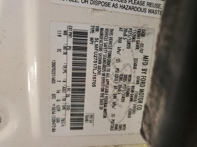 5LMFU27517LJ15705 - 2007 LINCOLN NAVIGATOR 白色 照片 14