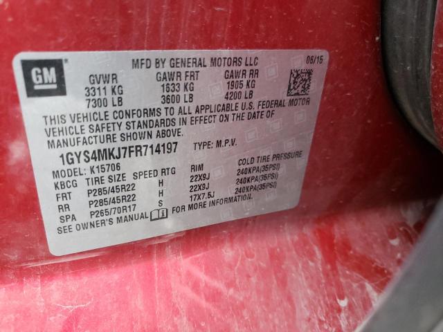 1GYS4MKJ7FR714197 - 2015 CADILLAC ESCALADE LUXURY RED photo 14