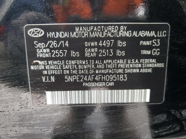 5NPE24AF4FH095183 - 2015 HYUNDAI SONATA SE BLACK photo 12