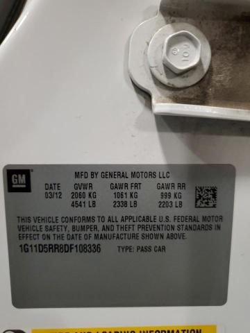 1G11D5RR8DF108336 - 2013 CHEVROLET MALIBU 1LT თეთრი ფოტო 12