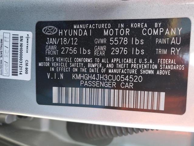 KMHGH4JH3CU054520 - 2012 HYUNDAI EQUUS SIGNATURE SILVER photo 12