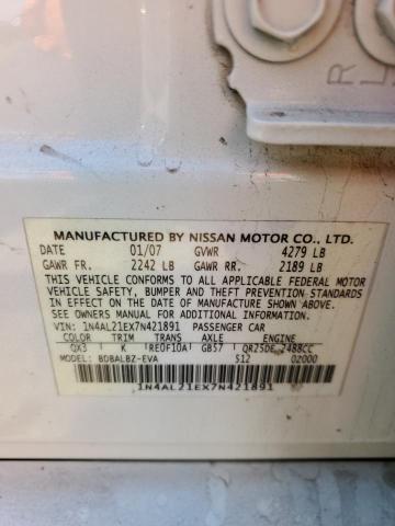 1N4AL21EX7N421891 - 2007 NISSAN ALTIMA 2.5 WHITE photo 12