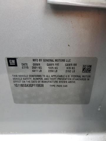 1G11B5SA3GF110638 - 2016 CHEVROLET MALIBU LIM LS SILVER photo 13