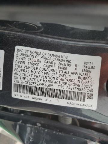 2HGFE2F59NH510698 - 2022 HONDA CIVIC SPORT 灰色 照片 12