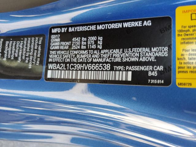 WBA2L1C39HV666538 - 2017 BMW M240I أزرق صورة 12