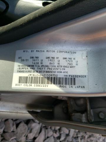 JM1BJ246421509750 - 2002 MAZDA PROTEGE PR5 银色 照片 12