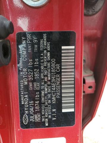 KMHCT4AE3HU185800 - 2017 HYUNDAI ACCENT SE RED photo 12