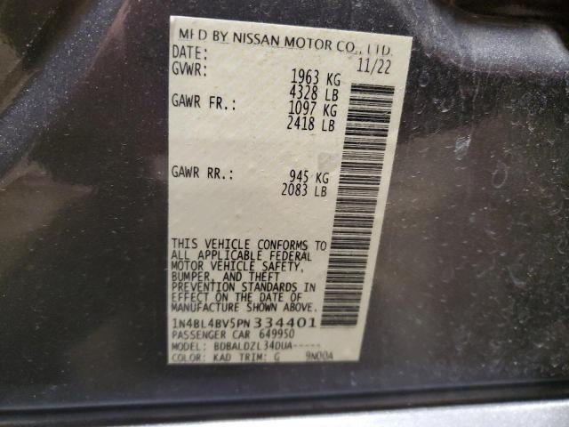 1N4BL4BV5PN334401 - 2023 NISSAN ALTIMA S GRAY photo 12