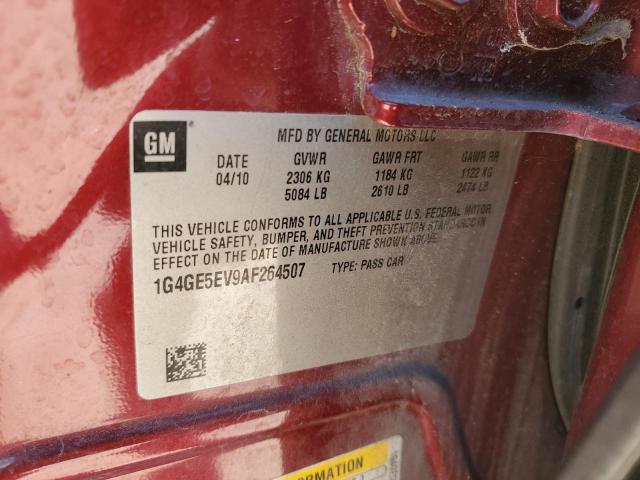 1G4GE5EV9AF264507 - 2010 BUICK LACROSSE CXS BURGUNDY photo 12