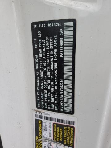 WVWFA7AH1BV002026 - 2011 VOLKSWAGEN EOS LUX 白色 照片 12