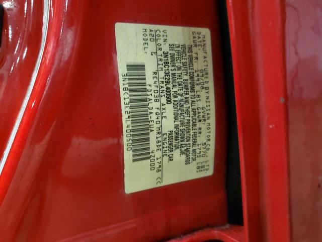 3N1BC13E29L400500 - 2009 NISSAN VERSA S RED photo 12