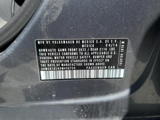 3VW2K7AJ6EM430720 - 2014 VOLKSWAGEN JETTA BASE Boz foto 12