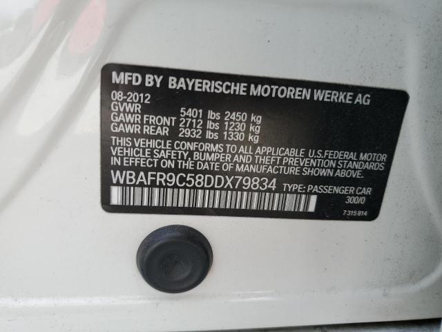 WBAFR9C58DDX79834 - 2013 BMW 550 I WHITE photo 12