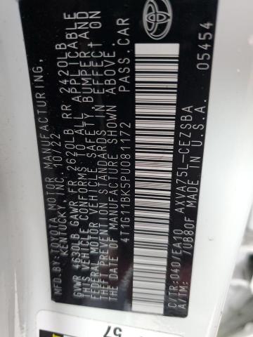 4T1G11BK5PU081172 - 2023 TOYOTA CAMRY SE NIGHT SHADE WHITE photo 13