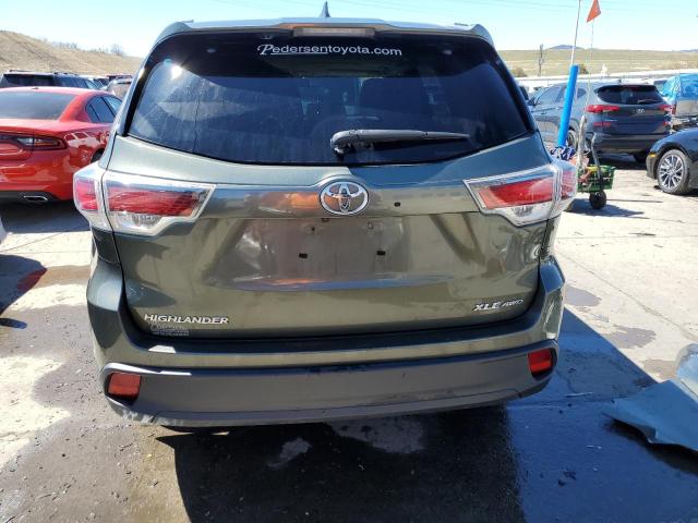 5TDJKRFH6FS183961 - 2015 TOYOTA HIGHLANDER XLE GREEN photo 6