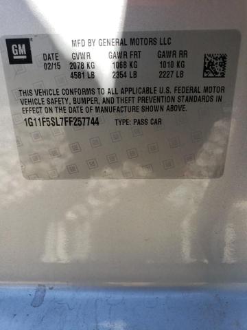 1G11F5SL7FF257744 - 2015 CHEVROLET MALIBU LTZ ვერცხლისფერი ფოტო 12