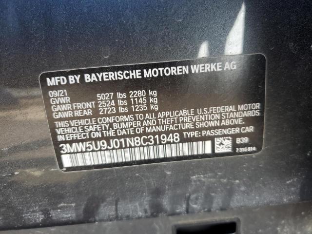3MW5U9J01N8C31948 - 2022 BMW M340XI GRAY photo 13
