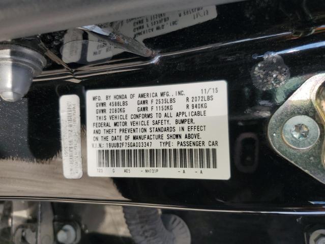 19UUB2F75GA003347 - 2016 ACURA TLX ADVANCE BLACK photo 12