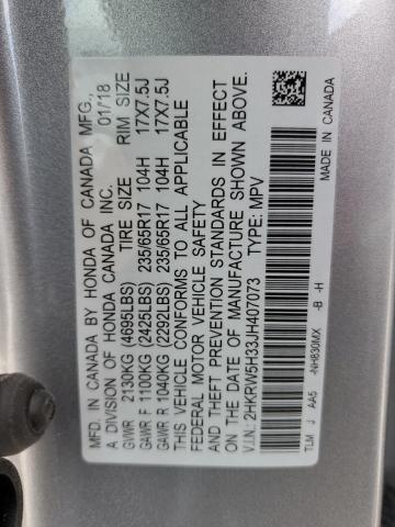 2HKRW5H33JH407073 - 2018 HONDA CR-V LX SILVER photo 12